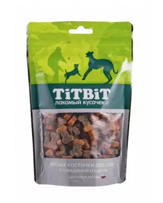 Купить titbit лакомство для собак мясные косточки с говядиной и сыром