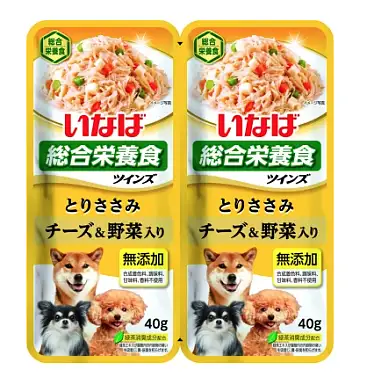 INABA Twins пауч для собак Куриное филе с овощами и сыром в желе