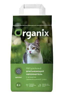 Organix наполнитель впитывающий минеральный для кошек с ароматом свежескошенной травы