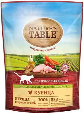 Nature's Table сухой корм для взрослых кошек, с курицей