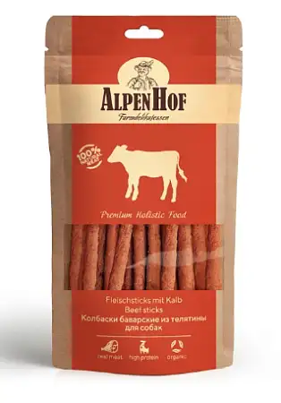 Купить alpenhof лакомство для собак средних и крупных пород Колбаски баварские из телятины